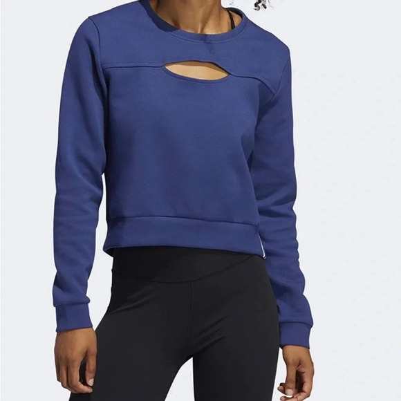ADIDAS Women's 3-Stripes Performance Keyhole Sweatshirt FL2060 Sz Large - Picture 1 of 5